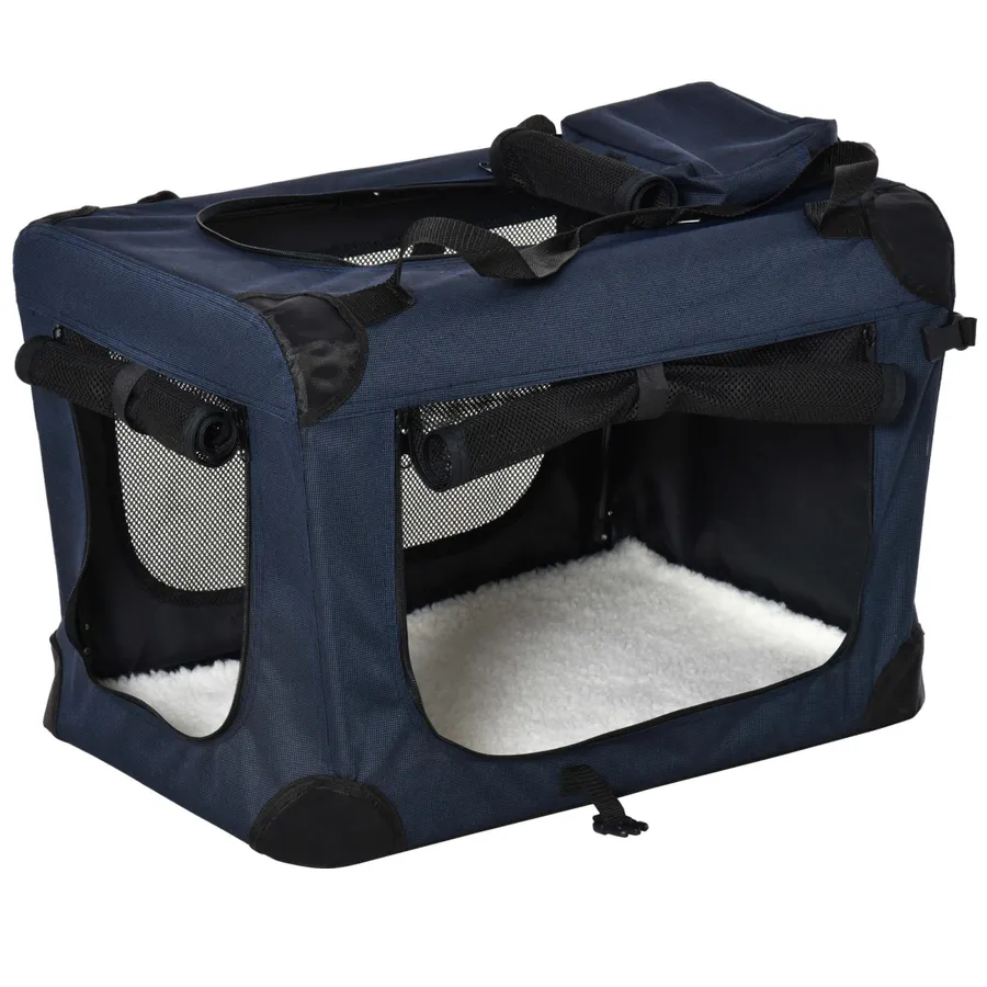 60cm Folding Pet Carrier Bag Soft Portable Cat Puppy Cage with Cushion Storage | Wag & Ride product image 1