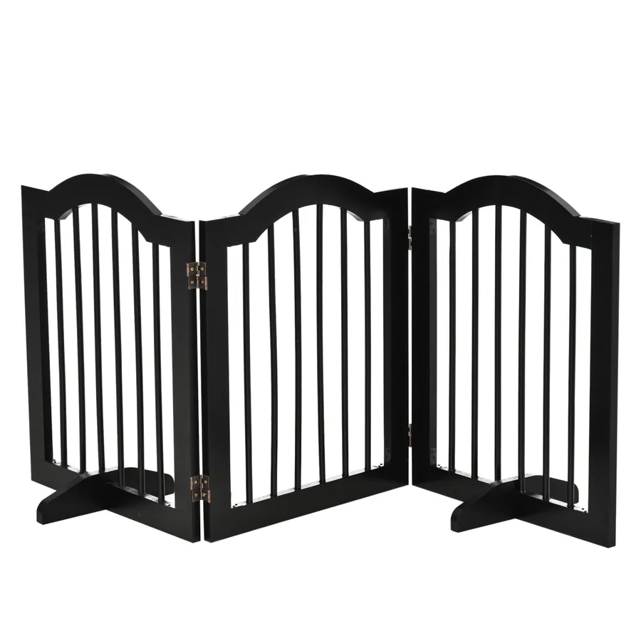 3 Panels Dog Gate with Support Feet Fence Safety Barrier Freestanding Wood | Wag & Ride product image 1