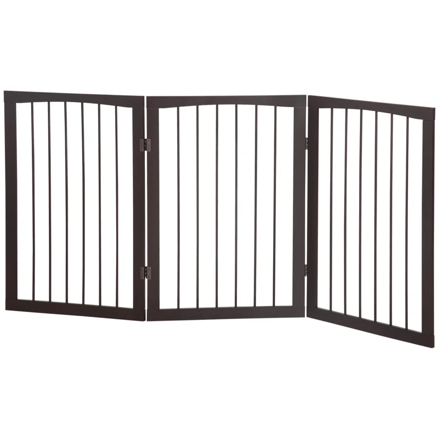 Folding Pet Gate Dog Fence Child Safety Indoor Durable Free Standing Pine Wood | Wag & Ride product image 1