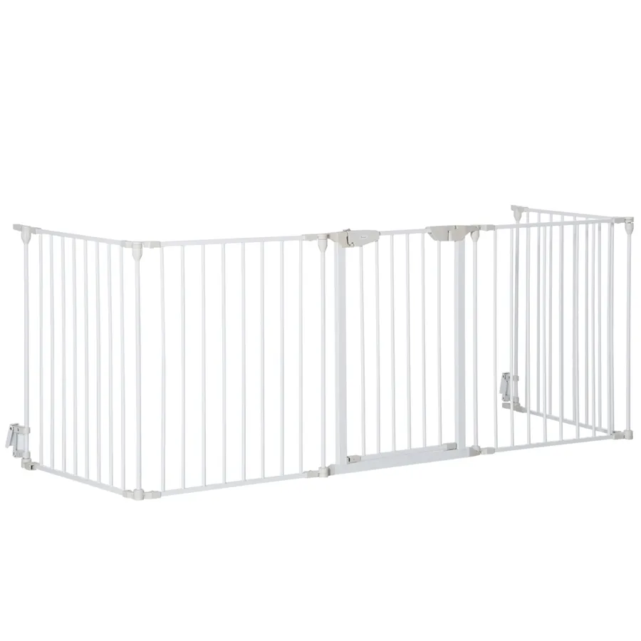 Pet Gate 5-Panel Dog Playpen for Indoor Stair Barrier with Walk Through Door | Wag & Ride product image 1