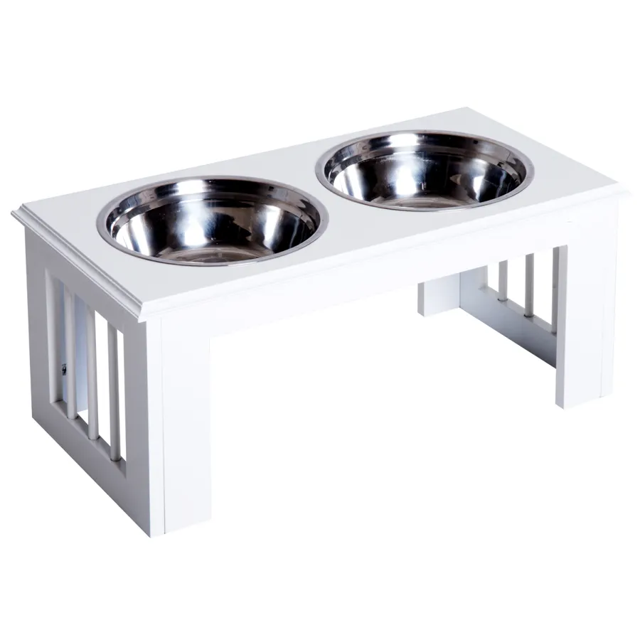 Raised Pet Feeder Elevated Double Staninless Steel Bowls Stand Water | Wag & Ride product image 1