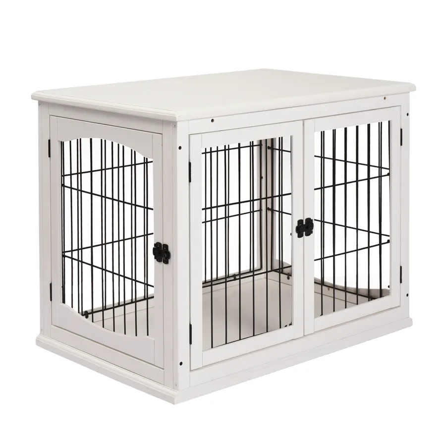 Wooden Dog Crate End Table Pet Puppy Cage with Metal Wire for Small Dog | Wag & Ride product image 1