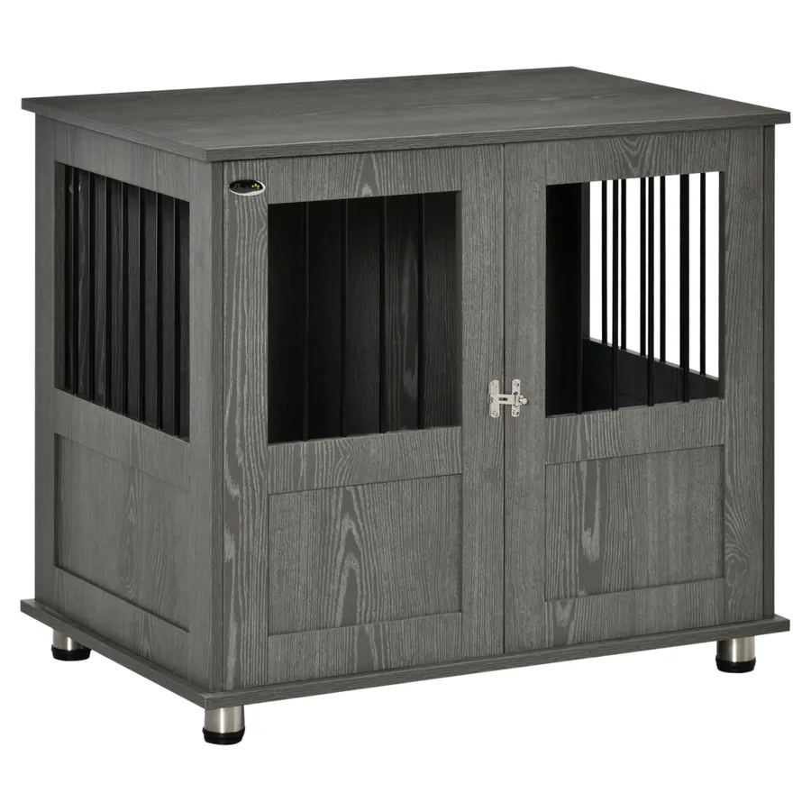 Wooden & Wire Dog Cage for Medium Dog, Stylish Pet Kennel with Magnetic Doors | Wag & Ride product image 1