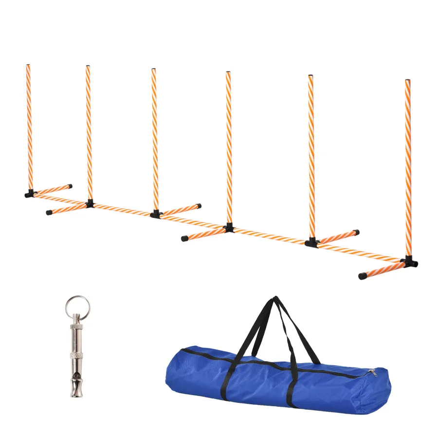 Dog Agility Weave Poles Training Obstacle Course Set Slalom Equipment with Whistle | Wag & Ride product image 1