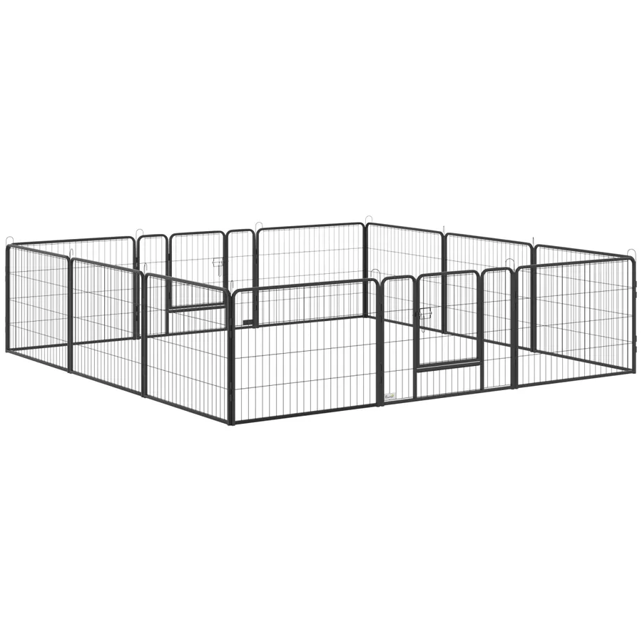 12 Panels Pet Playpen, Heavy-Duty Dog Fence DIY Design with Doors, 80 x 60 cm | Wag & Ride product image 1