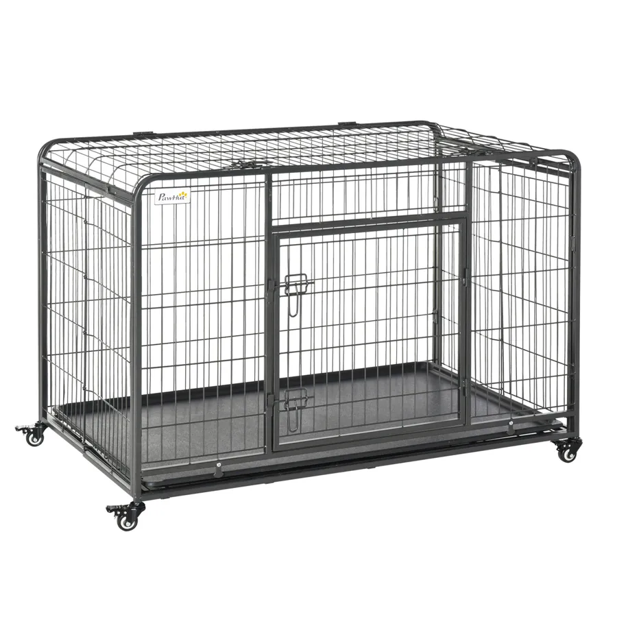81x125cm Metal Dog Cage Kennel Locking Door & Wheels Extra Large Pets | Wag & Ride product image 1