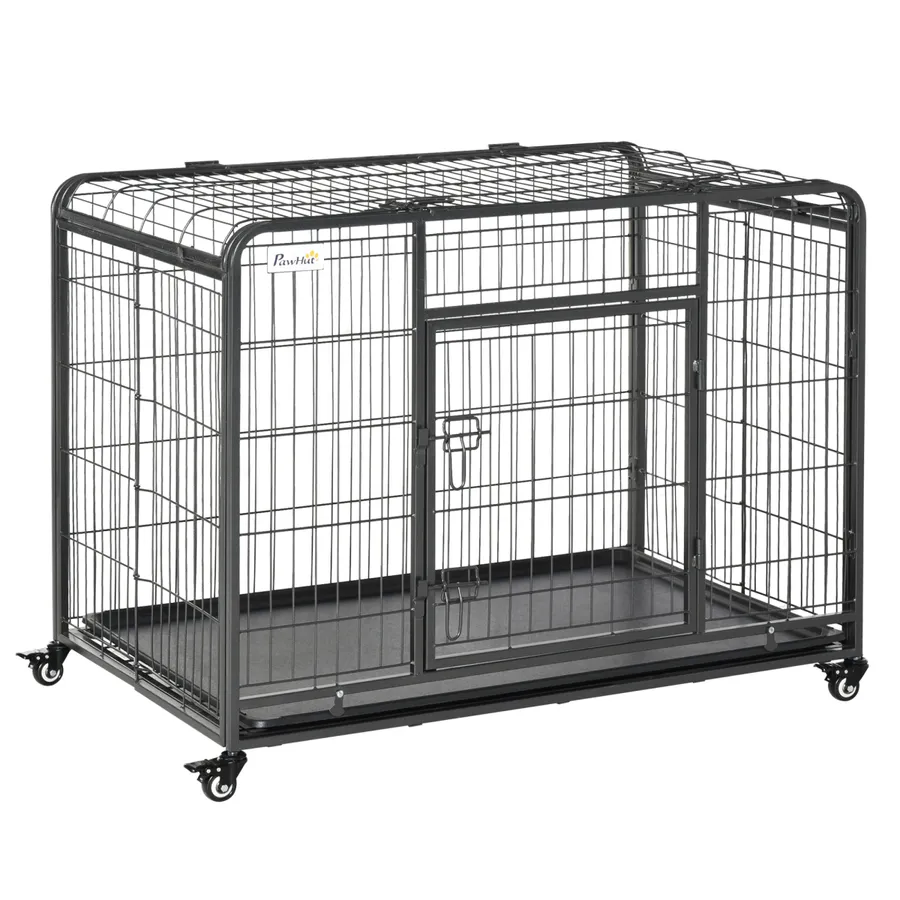 78x109cm Metal Dog Cage Kennel with Locking Door & Wheels Large Pets | Wag & Ride product image 1
