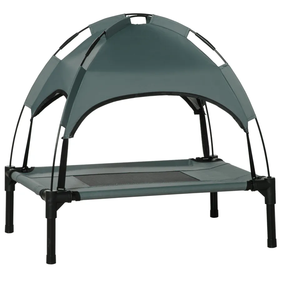 61 cm Elevated Dog Bed Cooling Raised Pet Cot UV Protection Canopy Grey | Wag & Ride product image 1