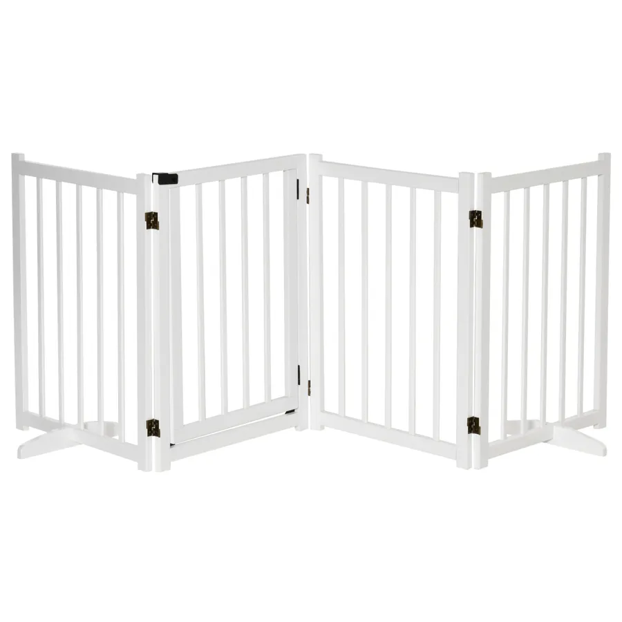 Freestanding Pet Gate with 2 Support Feet for Doorways Stairs White | Wag & Ride product image 1