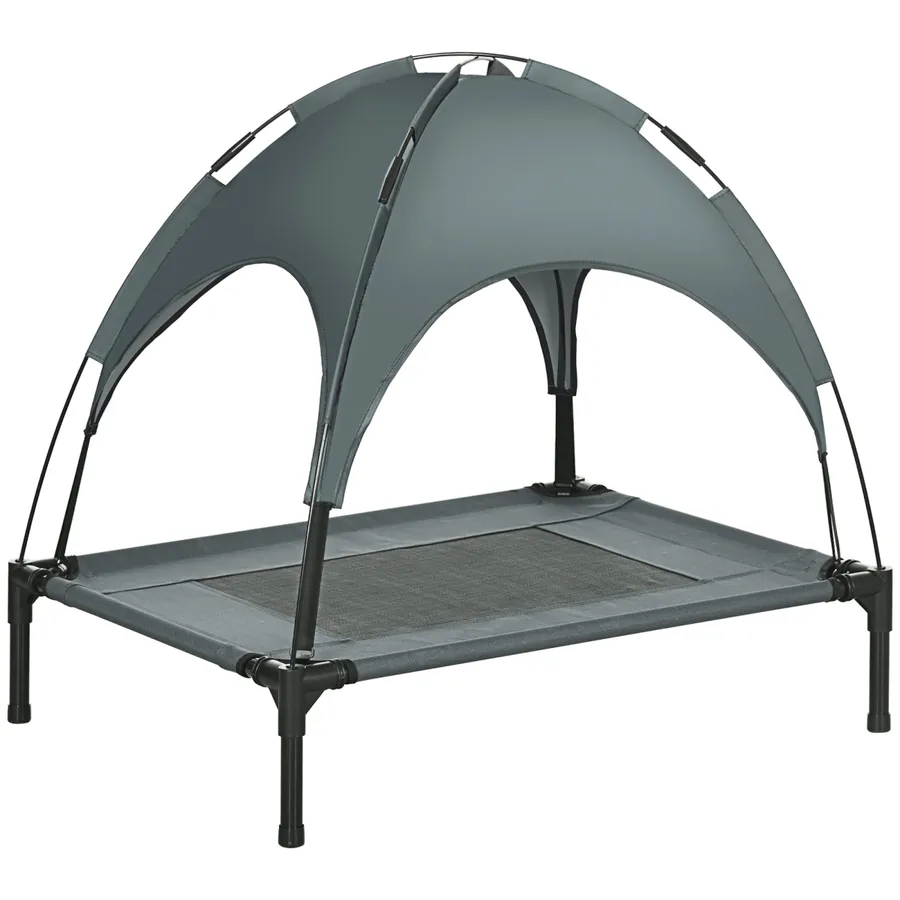 76 cm Elevated Dog Bed Cooling Raised Pet Cot UV Protection Canopy Grey | Wag & Ride product image 1