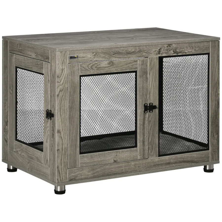 Dog Kennel Furniture End Table with Two Doors, Soft Cushion for Large Medium Dogs | Wag & Ride product image 1