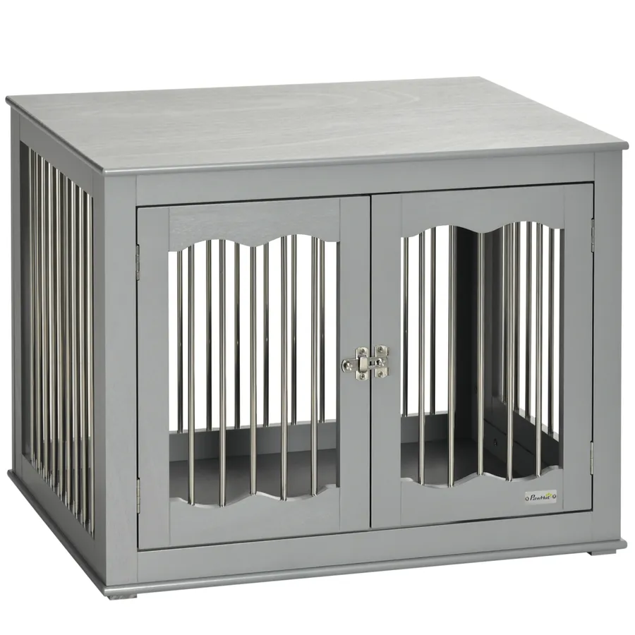 Wood Dog Crate Furniture with Three Doors, Locks & Latches, for Medium Dogs | Wag & Ride product image 1