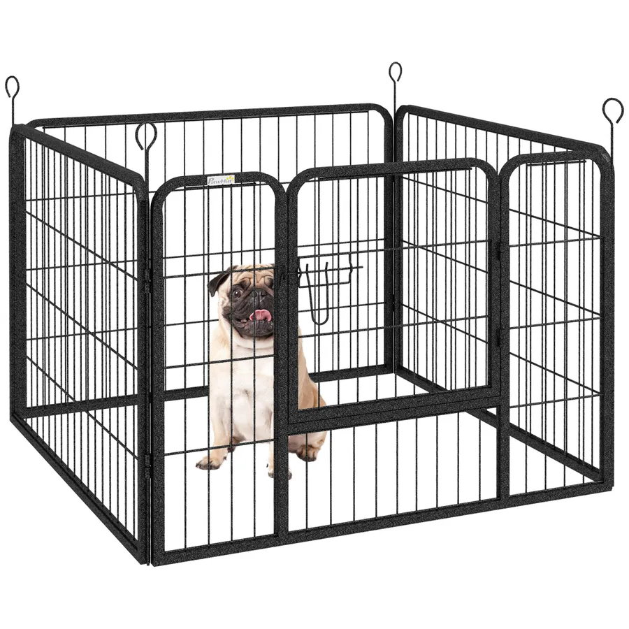 Pawhut Metal Pet Playpen Dog Kennel with Door Latches In/Outdoor Use 82Lx82Wx60Hcm | Wag & Ride product image 1