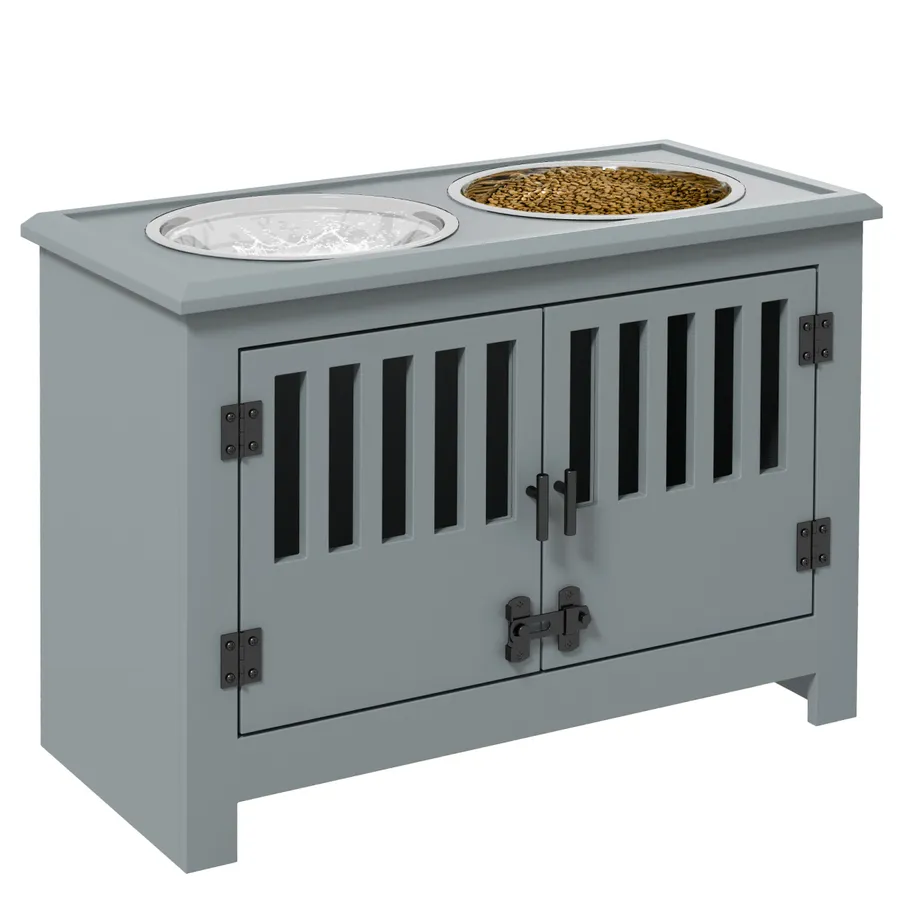 PawHut Raised Dog Bowls for Large Dogs Feeding Station with Stand Storage | Wag & Ride product image 1