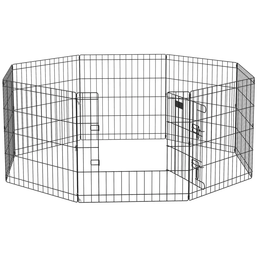 PawHut 24" Pet Dog Playpen, Puppy Cage, Eight-Panel Metal Fence, Run, Garden | Wag & Ride product image 1