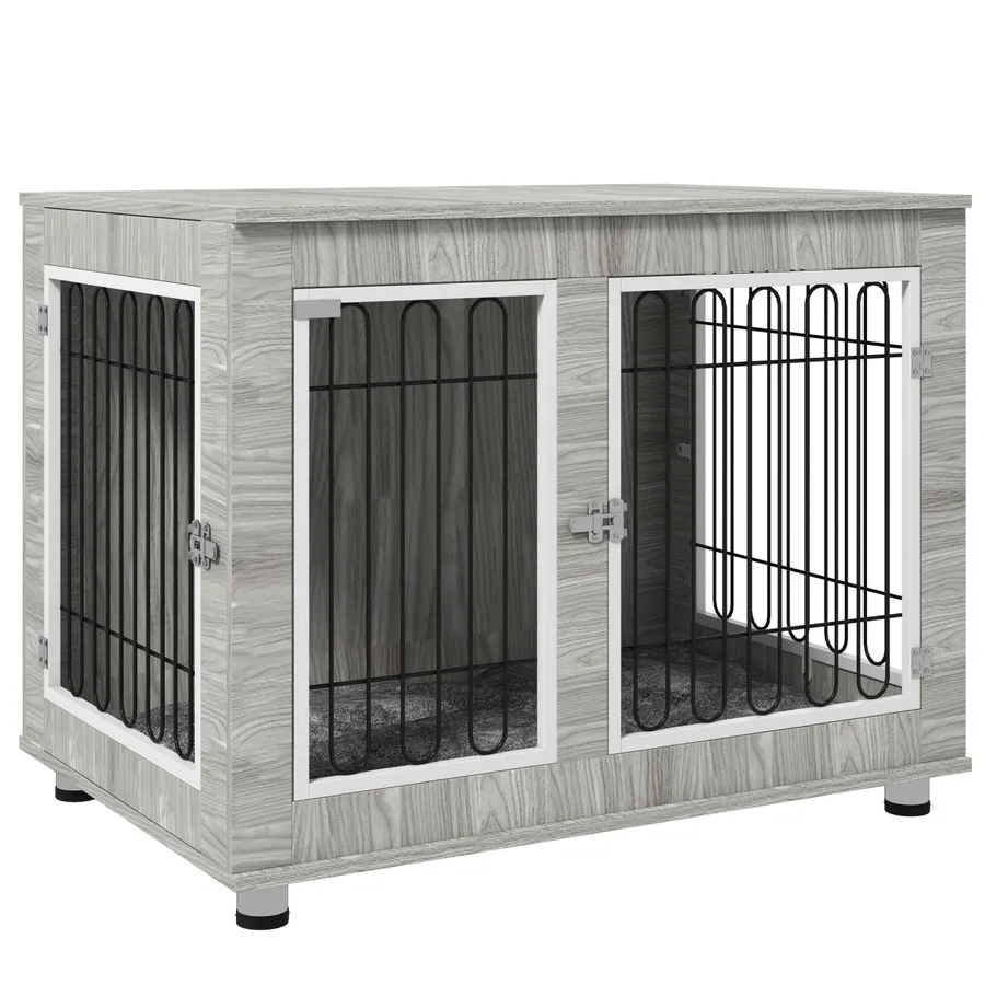 PawHut Dog Crate Furniture, Dog Crate End Table with Soft Cushion, Double Door | Wag & Ride product image 1
