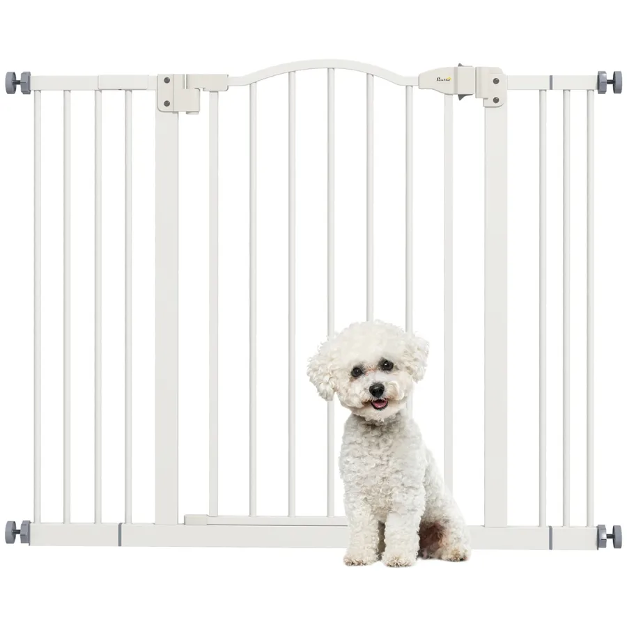PawHut 74-100cm Adjustable Metal Pet Gate Safety Barrier with Auto-Close | Wag & Ride product image 1