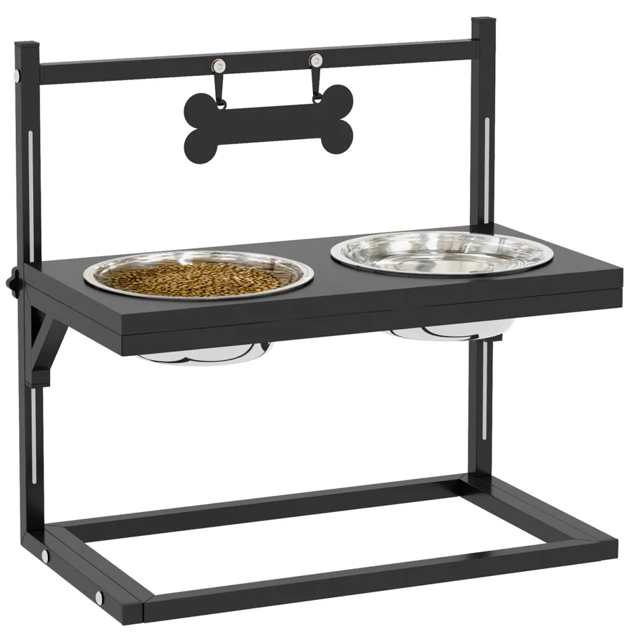 PawHut Raised Dog Bowl with Adjustable Height Stand for Small Medium Large Dogs | Wag & Ride product image 1