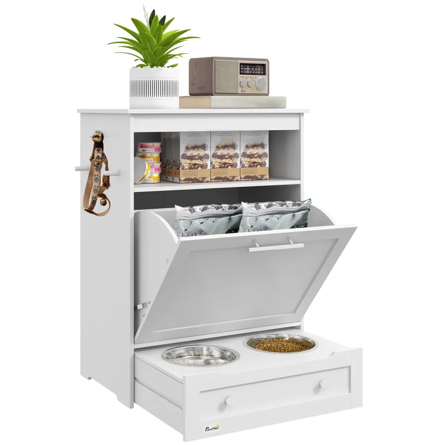 PawHut Pet Feeder Station Dog and Cat Food Storage Feeding Station Food Cabinet | Wag & Ride product image 1