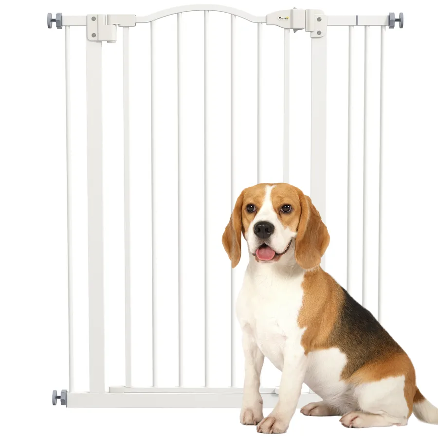 PawHut 74-87cm Adjustable Metal Pet Gate Safety Barrier with Auto-Close Door | Wag & Ride product image 1