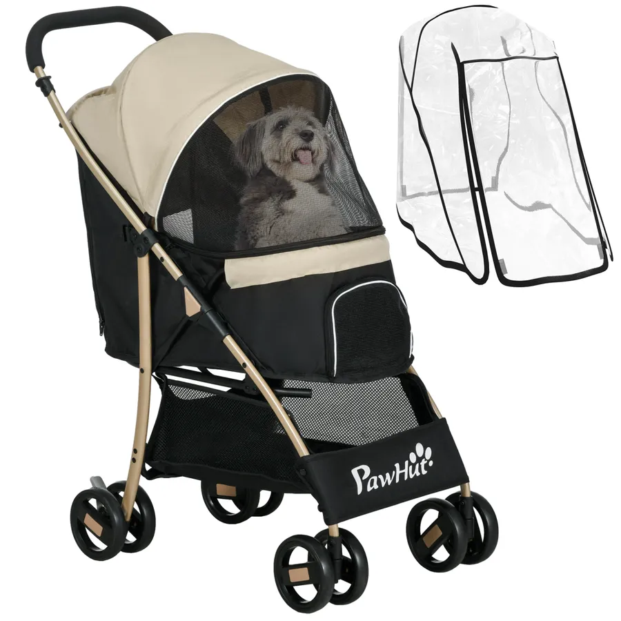 PawHut Pet Stroller for XS and S Dogs with Rain Cover | Wag & Ride product image 1