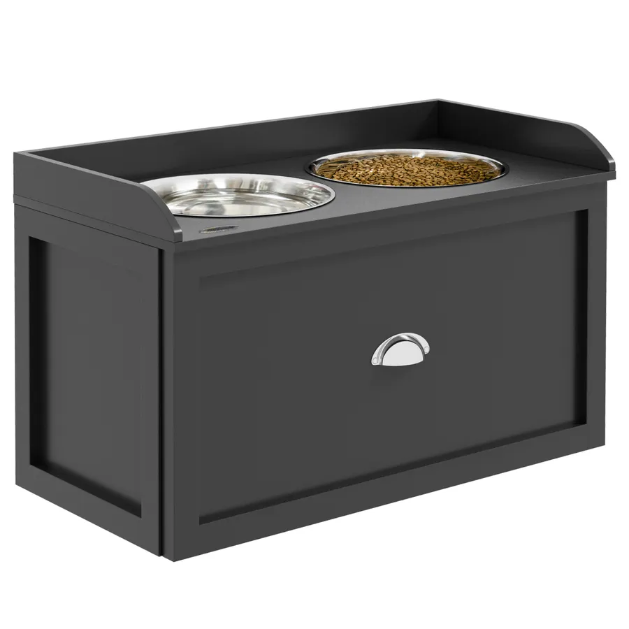 PawHut Stainless Steel Raised Dog Bowl with 21L Storage Drawer, for Large Dogs (33573) | Wag & Ride product image 1