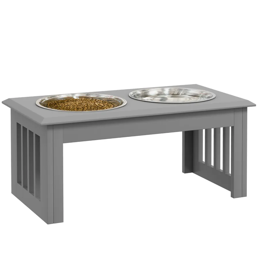 PawHut Raised Dog Bowls Pet Feeder Raised Elevated Stainless Steel Food | Wag & Ride product image 1