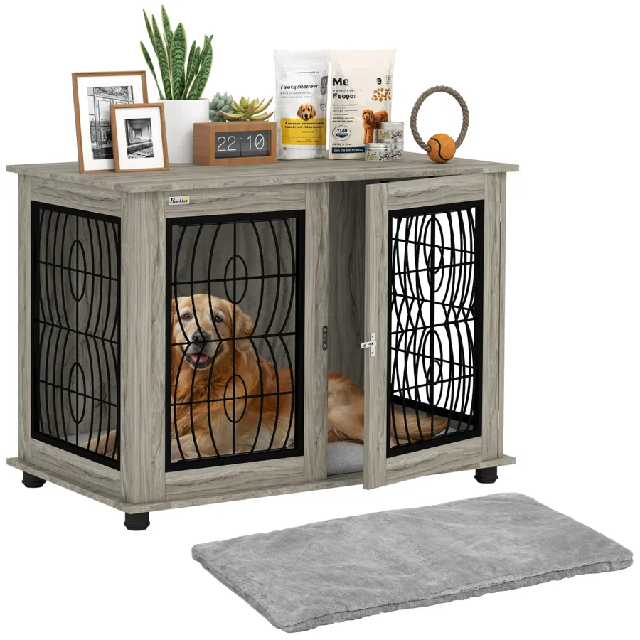 PawHut Dog Crate Furniture, 37" End Table for Large Dogs with Cushion | Wag & Ride product image 1