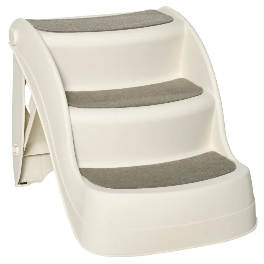 PawHut Foldable Pet Stairs 3 Steps with Non-slip Mats for Small Dogs | Wag & Ride product image 1