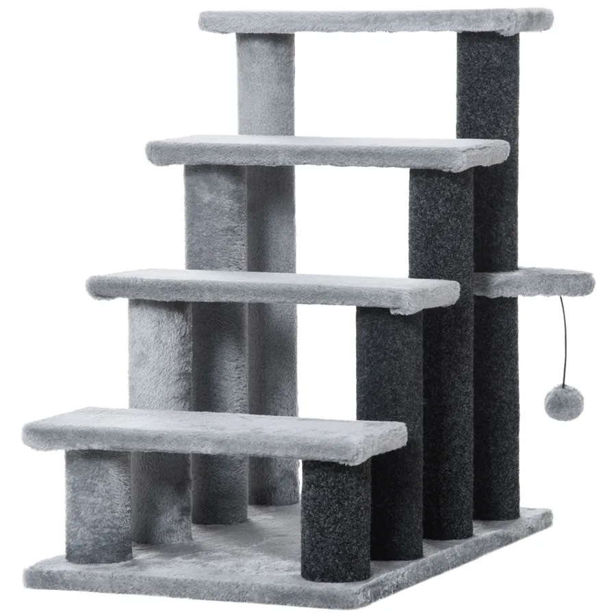 PawHut Pet Stairs with 3-step Stair, Scratching Posts, Platforms, Toy Ball | Wag & Ride product image 1