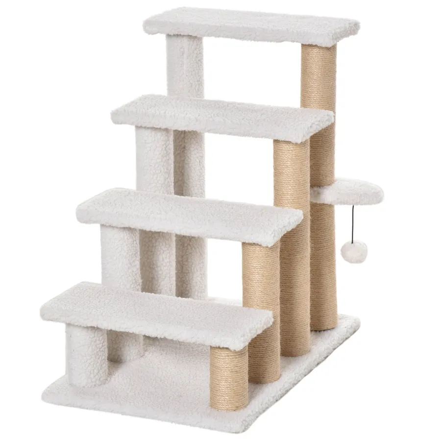 PawHut Pet Stair with 4-step Climb Ladder, Scratching Posts | Wag & Ride product image 1