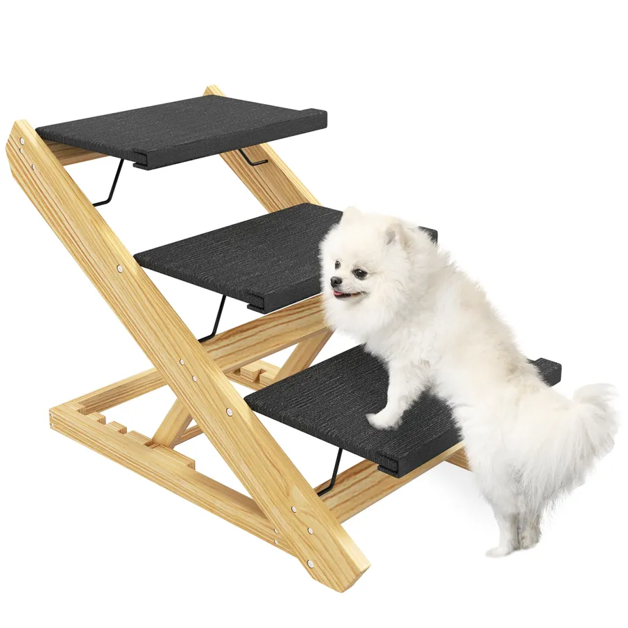 PawHut Dog Steps Dog Ramp, 3-Step Adjustable Height Pet Stairs for Medium Dogs | Wag & Ride product image 1