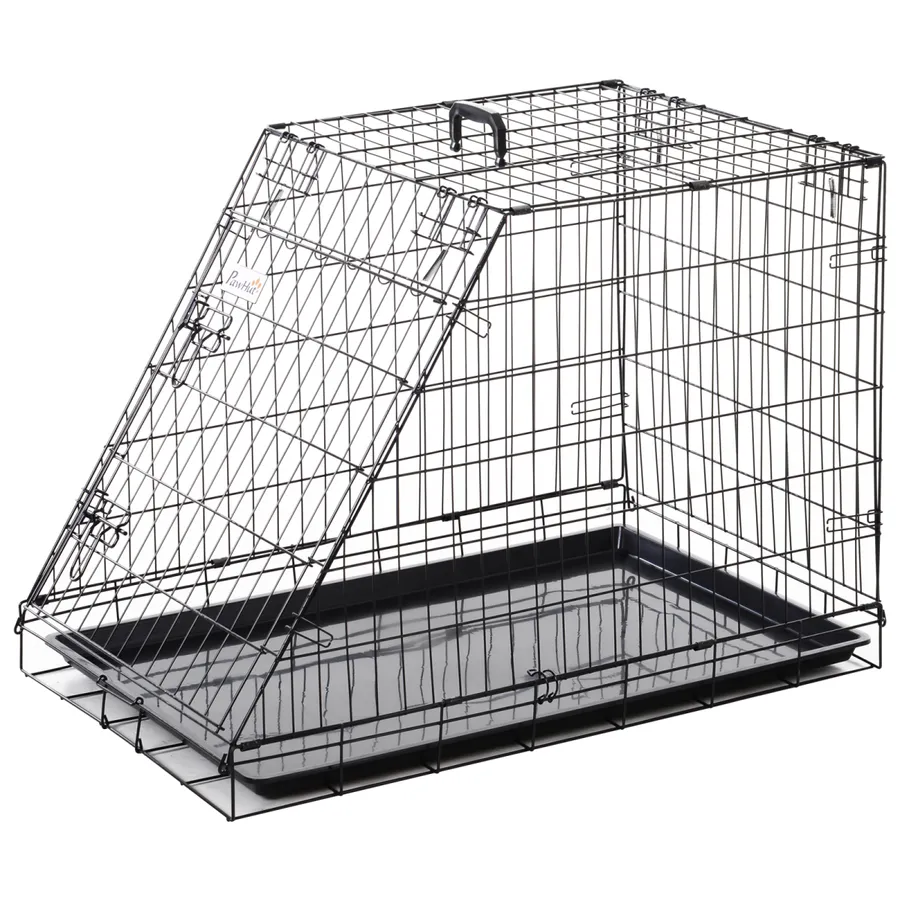 Pawhut Trapeze Collapsible Dog Pet Travel Box Cage Removable Tray 93Lx58Wx65H cm | Wag & Ride product image 1