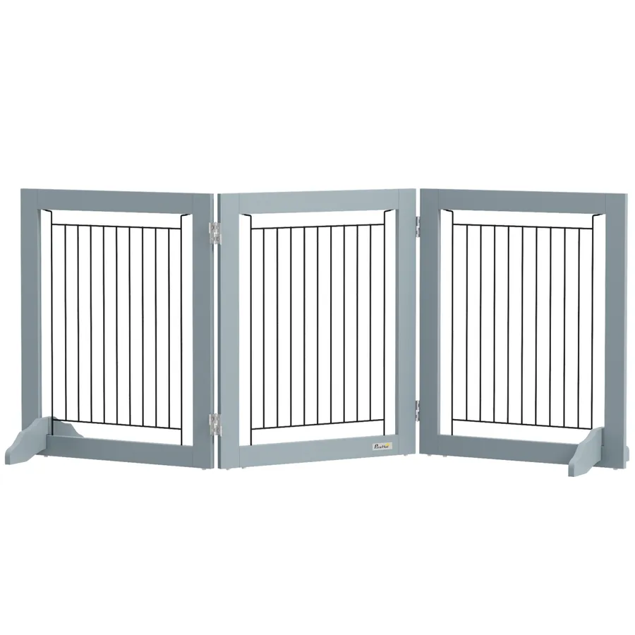 PawHut Foldable Wooden Pet Gate with 3 Panels 2 Support Feet for Small Dogs | Wag & Ride product image 1