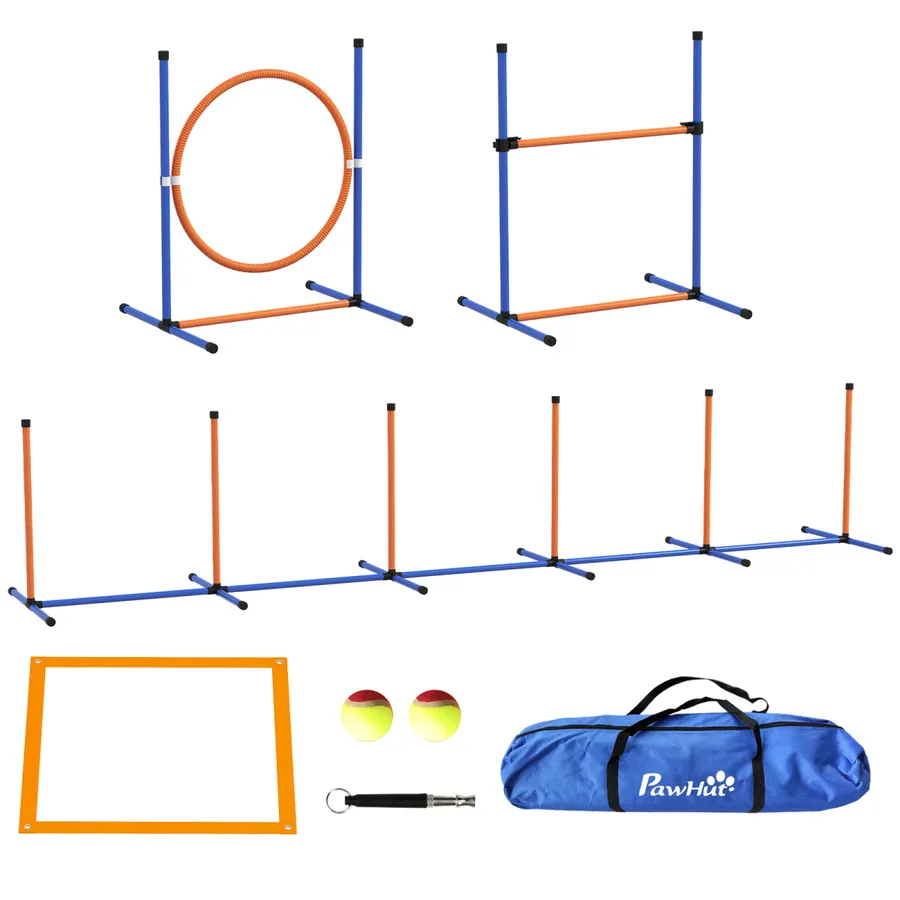 PawHut 4 Pcs Dog Agility Training Equipment, Dog Outdoor Games with Carry Bag | Wag & Ride product image 1
