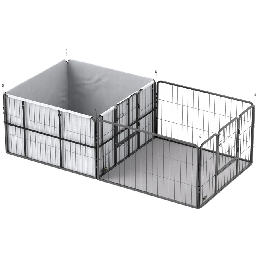 PawHut 7 Panel Whelping Box for Dogs and Puppies, Dog Playpen with Pee Pads | Wag & Ride product image 1