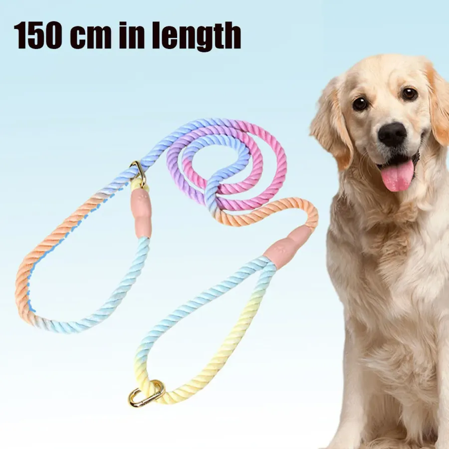 1Pc 150cm Gradient Colors Durable Handmade Braided Rope Training Leash For Dogs | Wag & Ride product image 1