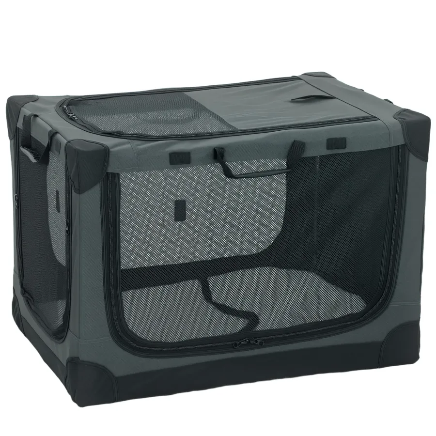 PawHut Soft Dog Crate Pet Travel Crate 76 x 54 x 54 cm with Removable Pad Mesh Window Army | Wag & Ride product image 1