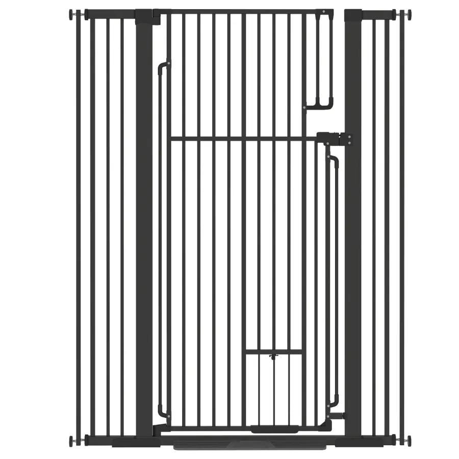 PawHut 135cm Extra Tall Dog Gate with Cat Door | Wag & Ride product image 1