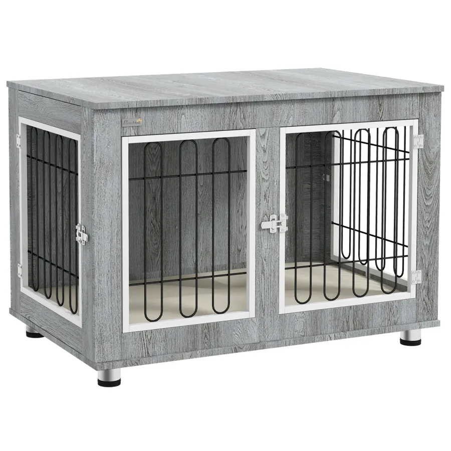 PawHut Dog Crate Furniture End Table, with Washable Cushion, Double Doors | Wag & Ride product image 1