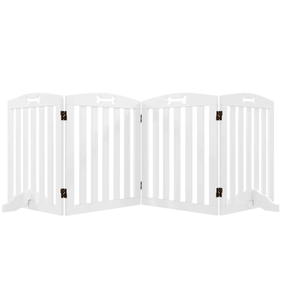 PawHut Wooden Dog Gate, Freestanding Pet Gate with Support Feet for Doorways, Hallways, Stairs, 207.5L x 61H cm, | Wag & Ride product image 1