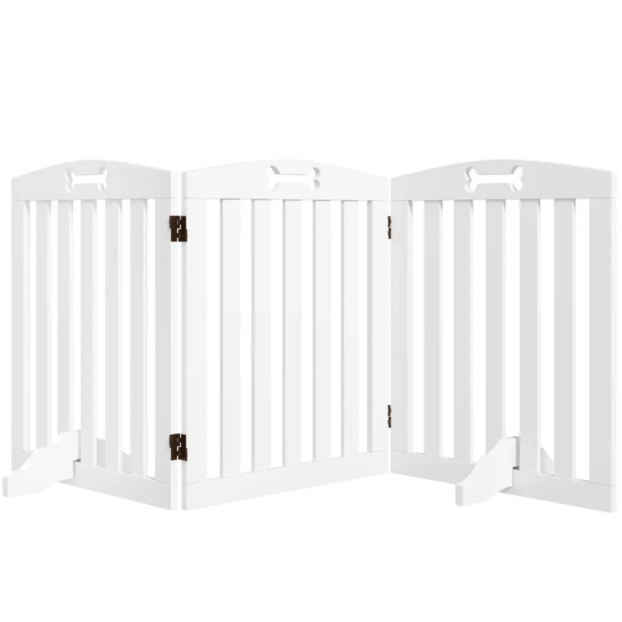 PawHut Wooden Dog Gate, Freestanding Pet Gate with Support Feet for Doorways, Hallways | Wag & Ride product image 1