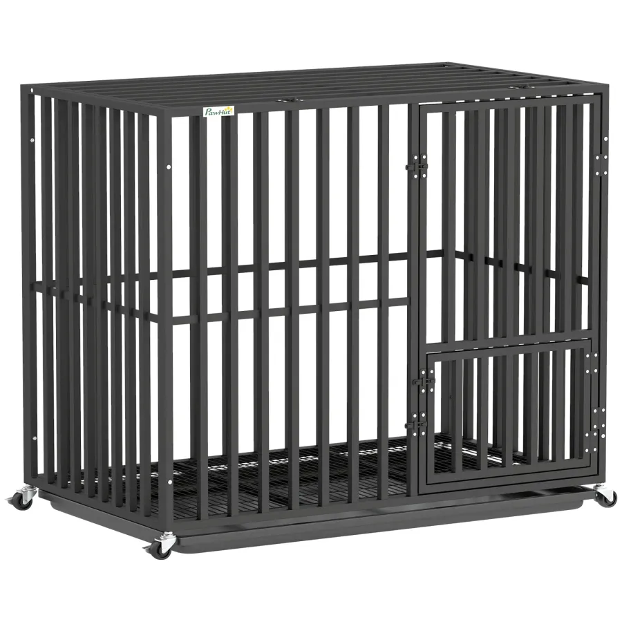 PawHut Heavy Duty Dog Crate, Dog Cage with Wheels for Small Medium Breeds | Wag & Ride product image 1