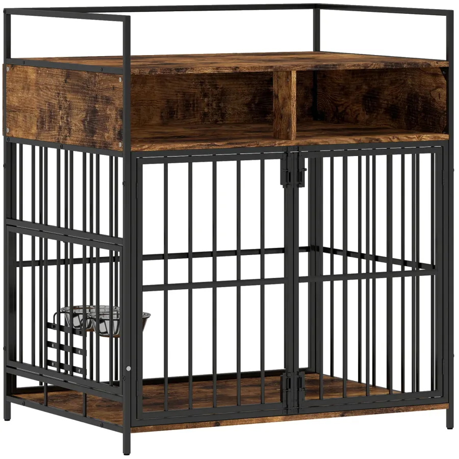 PawHut Dog Crate Furniture, Dog Cage with Rotatable Feeding Station and Storage Shelves | Wag & Ride product image 1
