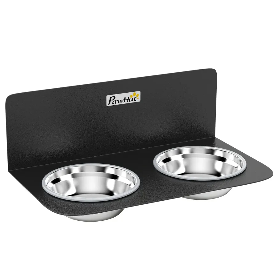 PawHut Wall Mount Dog Bowls | Wag & Ride product image 1